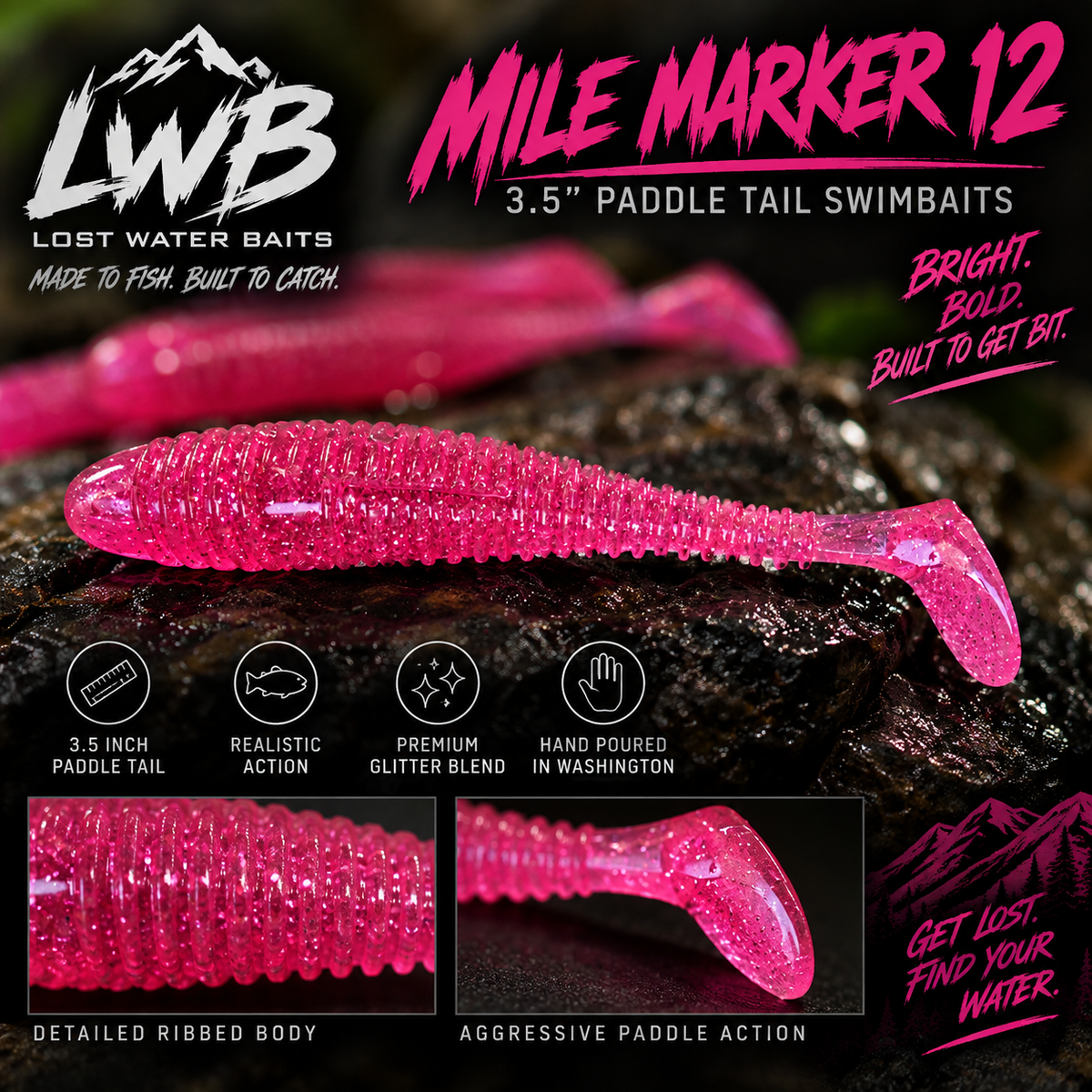 Mile Marker 12 – 3.5" Paddle Tail Swimbaits | Lost Water Baits